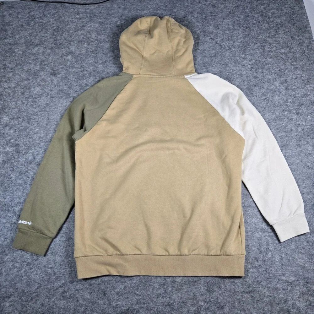 Adidas Mens Tan Originals Colorblock Trefoil Pullover Hoodie Medium
